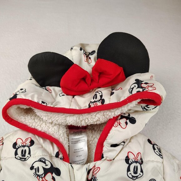 Disney Minnie Mouse Jacket Girls 3T Winter Puffer Sherpa Lined - Picture 7 of 13